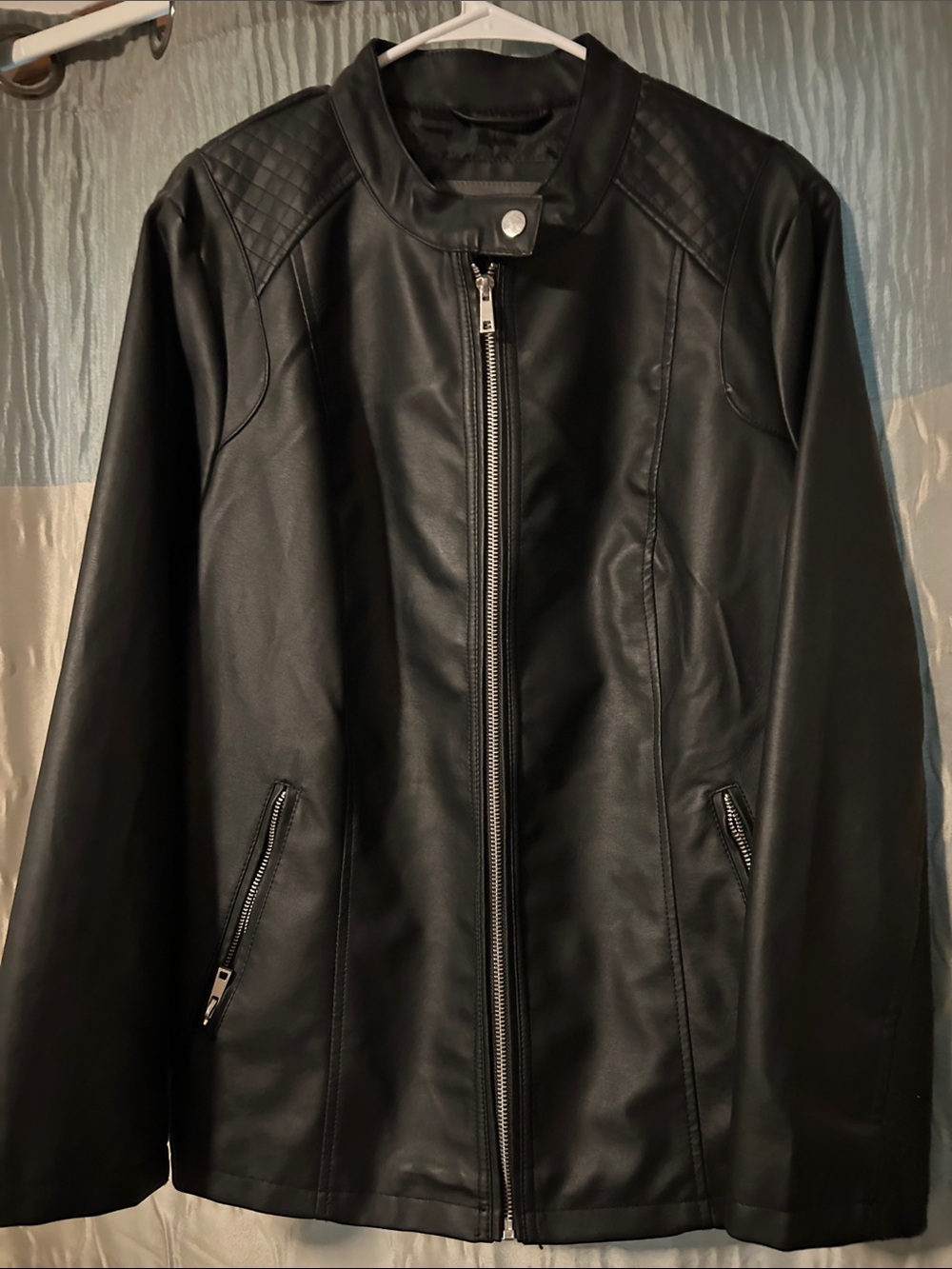 New- Never worn. Cavalini Black Faux Leather Zip-Front Jacket - Picture 5 of 5
